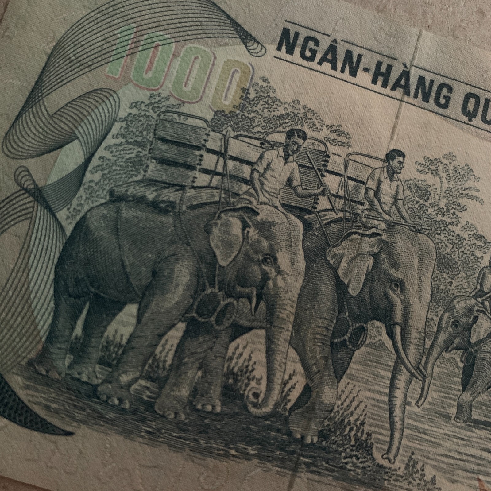 Elephant Riding South Vietnam 1000 Dong 1972 UNC Vietnamese Currency