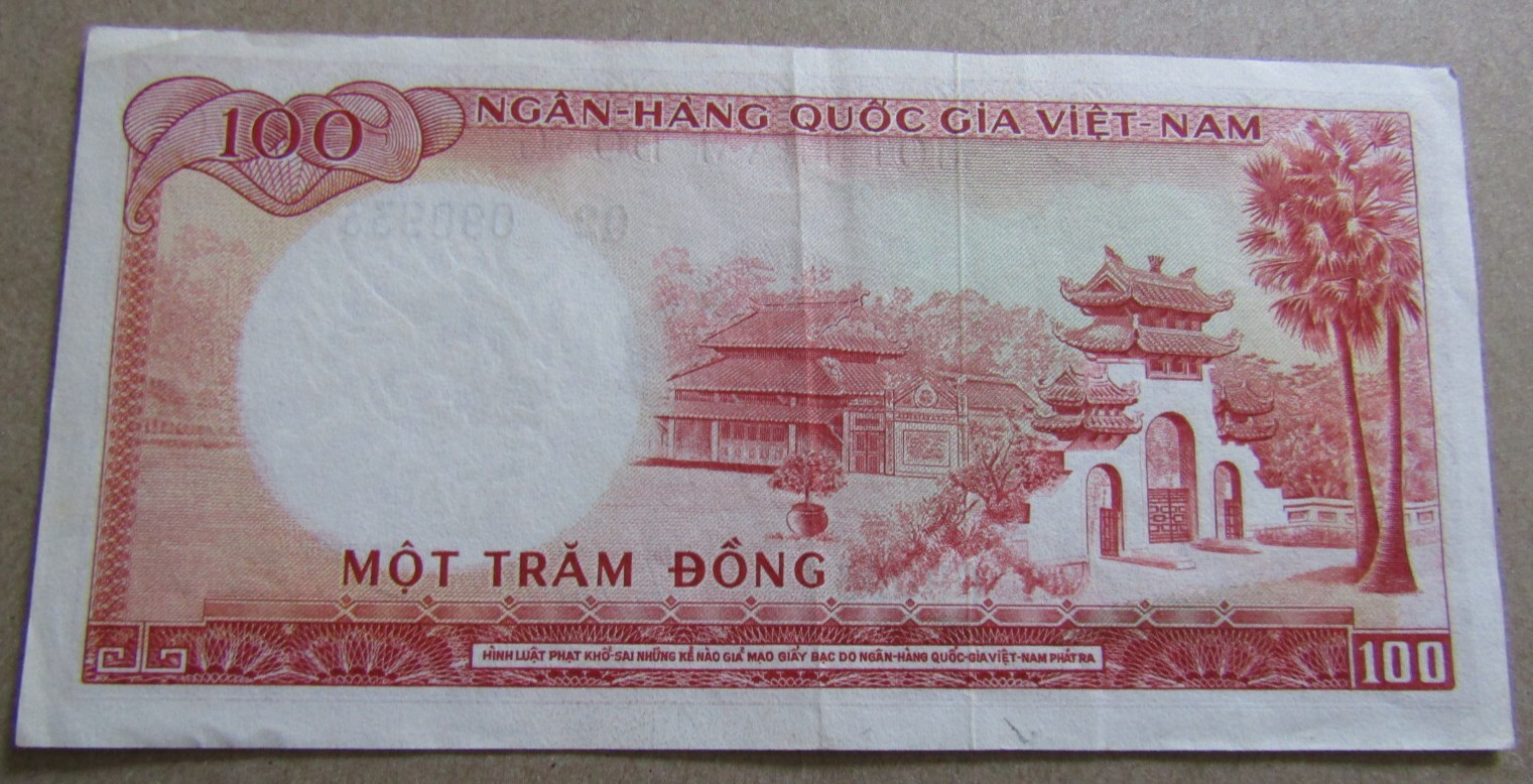 VIETNAM SOUTH, 100 DONG, P#19a, Wmk : Demon’s head, ND(1966) , RARE