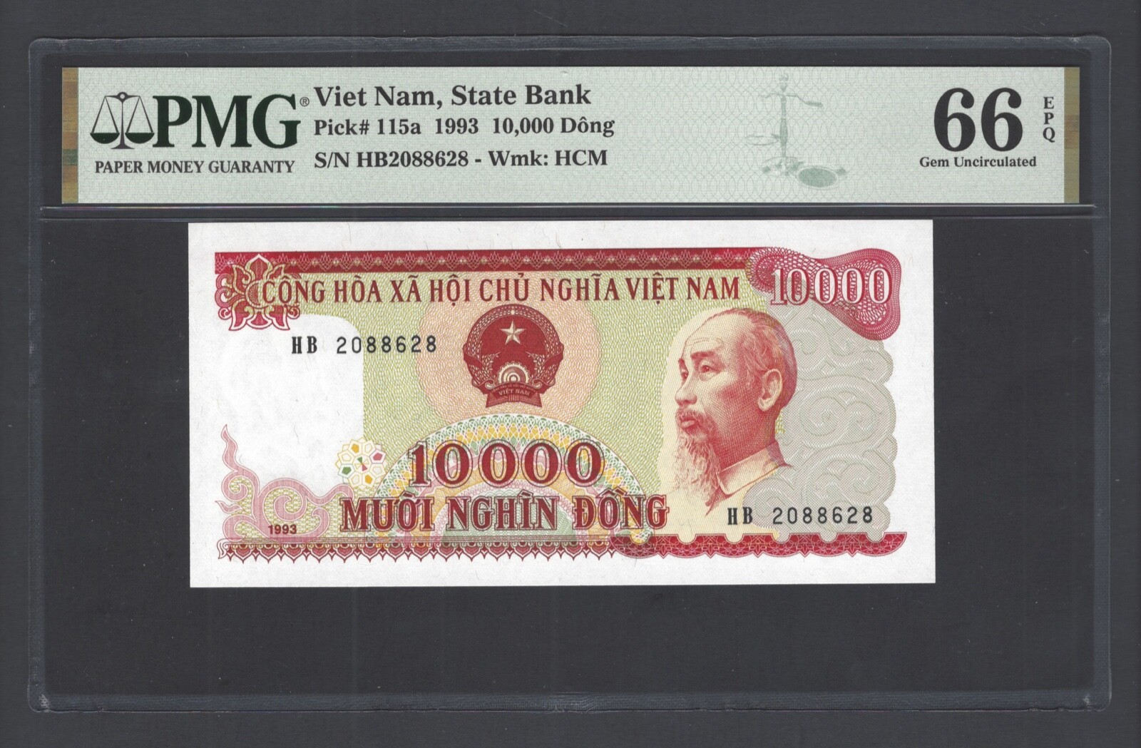 Viet Nam 10000 Dong 1993 P115a Uncirculated Grade 66