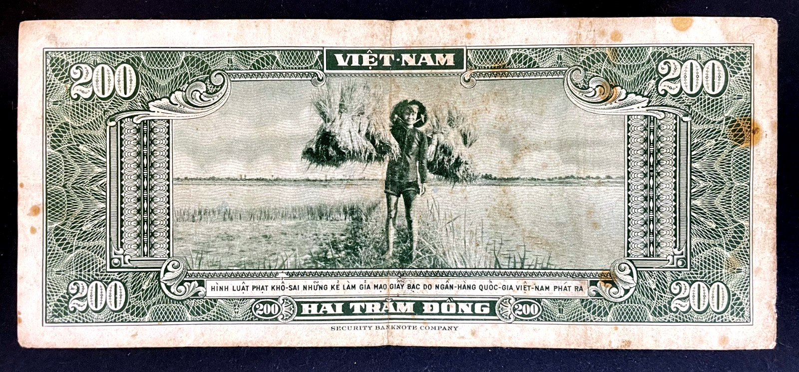 **VERY RARE** 1955 SOUTH VIETNAM – 200 DONG – P#14 – VF – L7