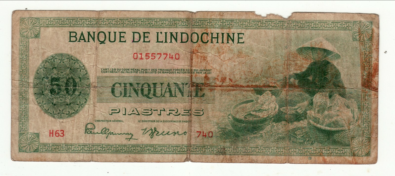 INDOCHINE 50 PIASTRES 1945