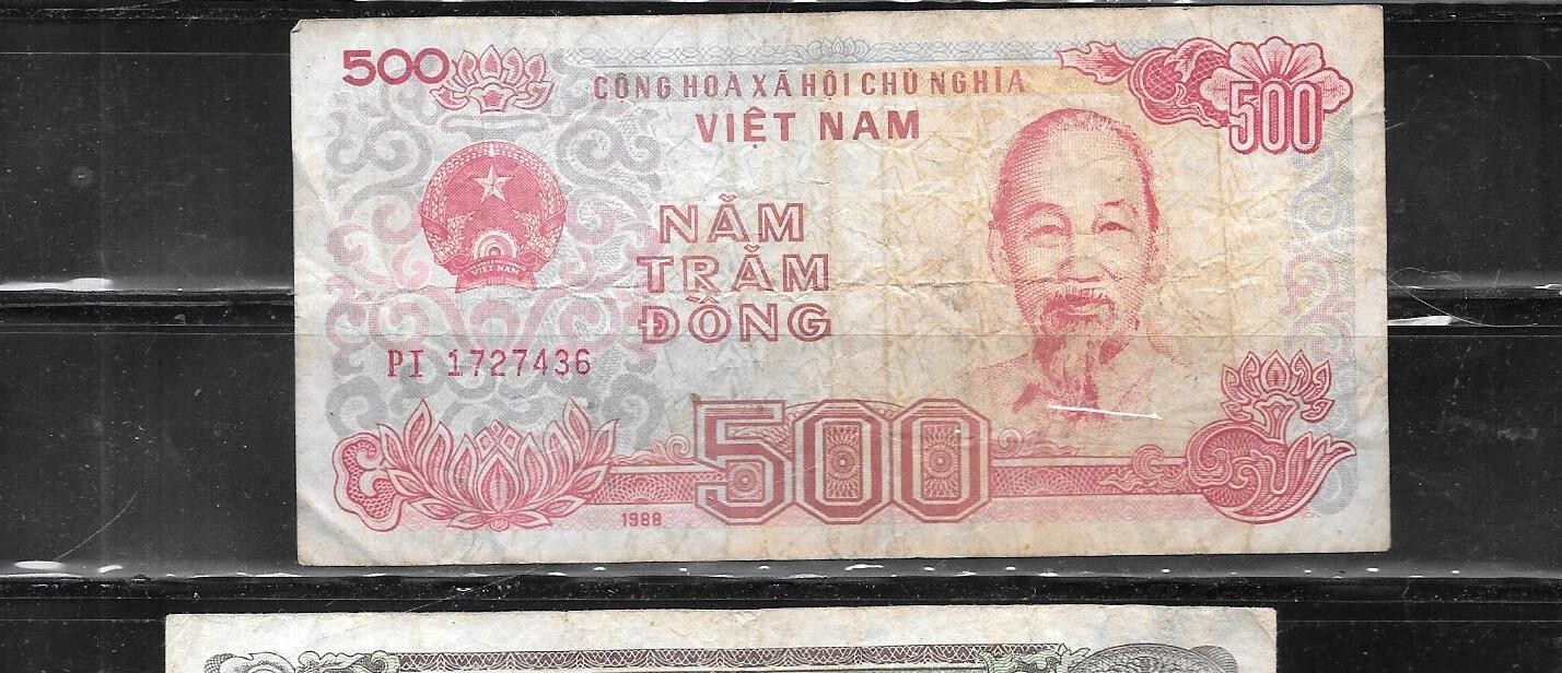 VIETNAM #101a 1988 OLD VG CIRC OLD 500 DONG BANKNOTE BILL PAPER MONEY