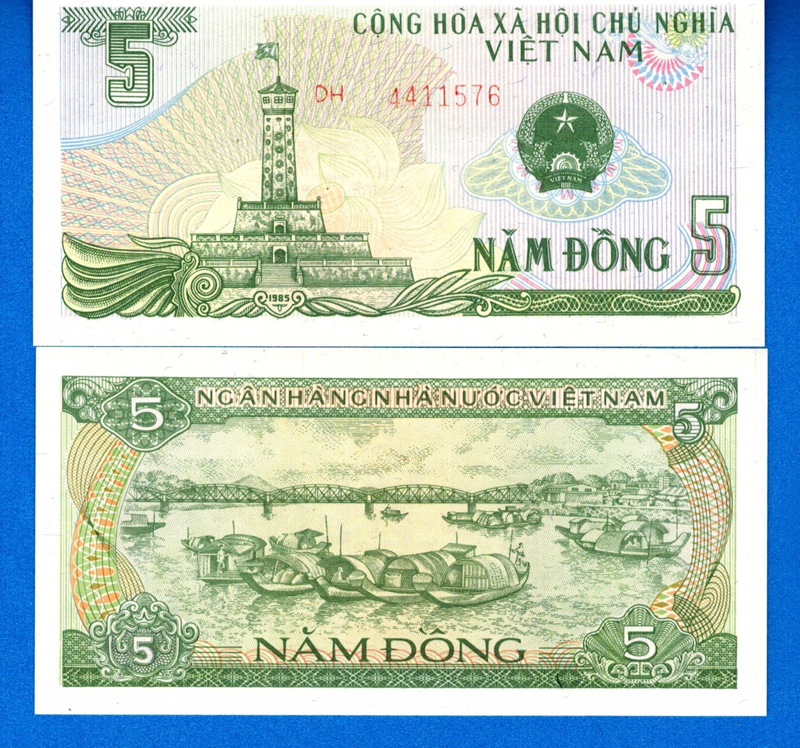 Viet Nam P-92 Five Dong Year 1985 Uncirculated Banknote