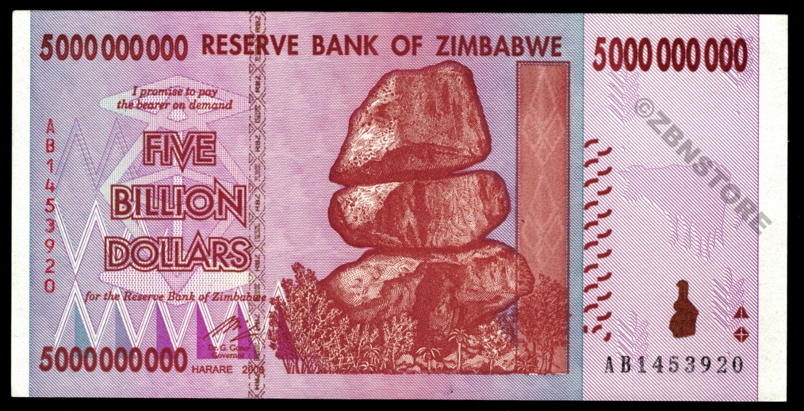 50,000 Dong Vietnam + 5 Billion Zimbabwe Dollars Banknotes – Almost Uncirculated