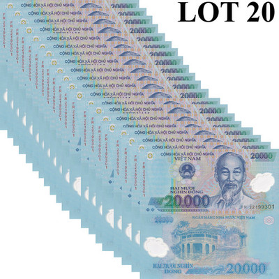 Viet Nam Vietnam 20000 Dong 2022 P 120 Polymer UNC 1/5 Bundle LOT 20 pcs
