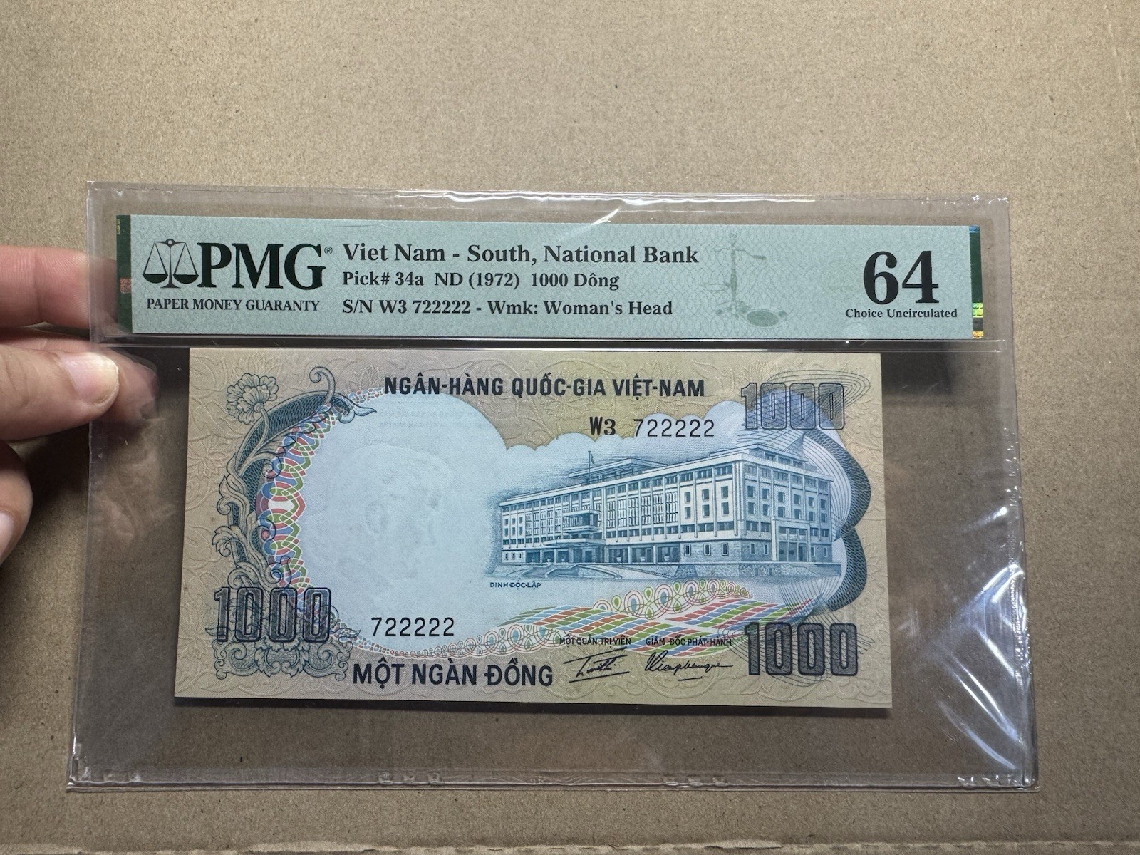 South Viet Nam Banknotes 1000 Dong serie 722222 PMG-64 P-34a 1972_LDP.