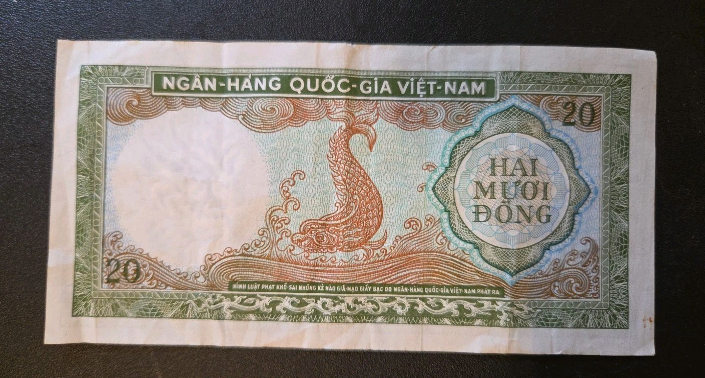 20 Vietnamese Dong Banknote, South Vietnam, 1964 Era