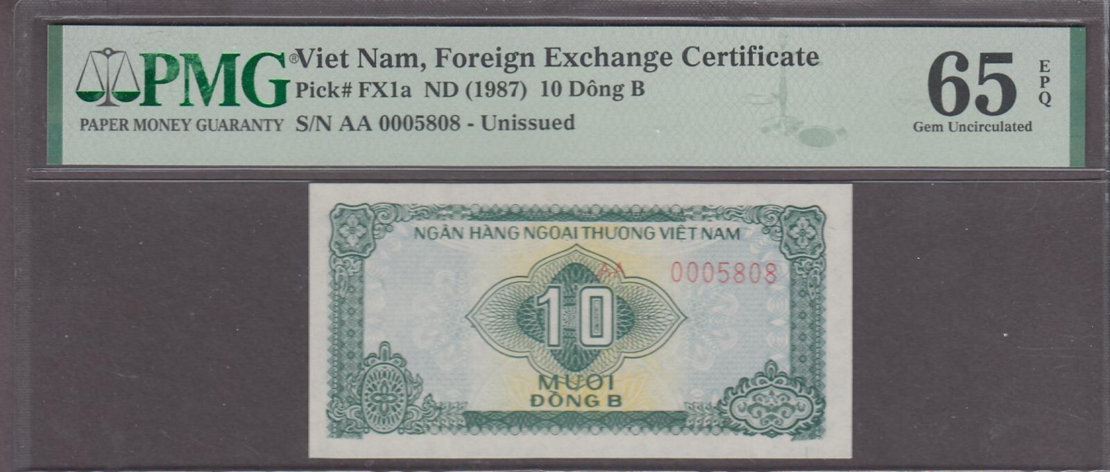 Vietnam FX Certificate Lot 7 Notes P-FX1a to FX7a ND 1987 PMG 65EPQ