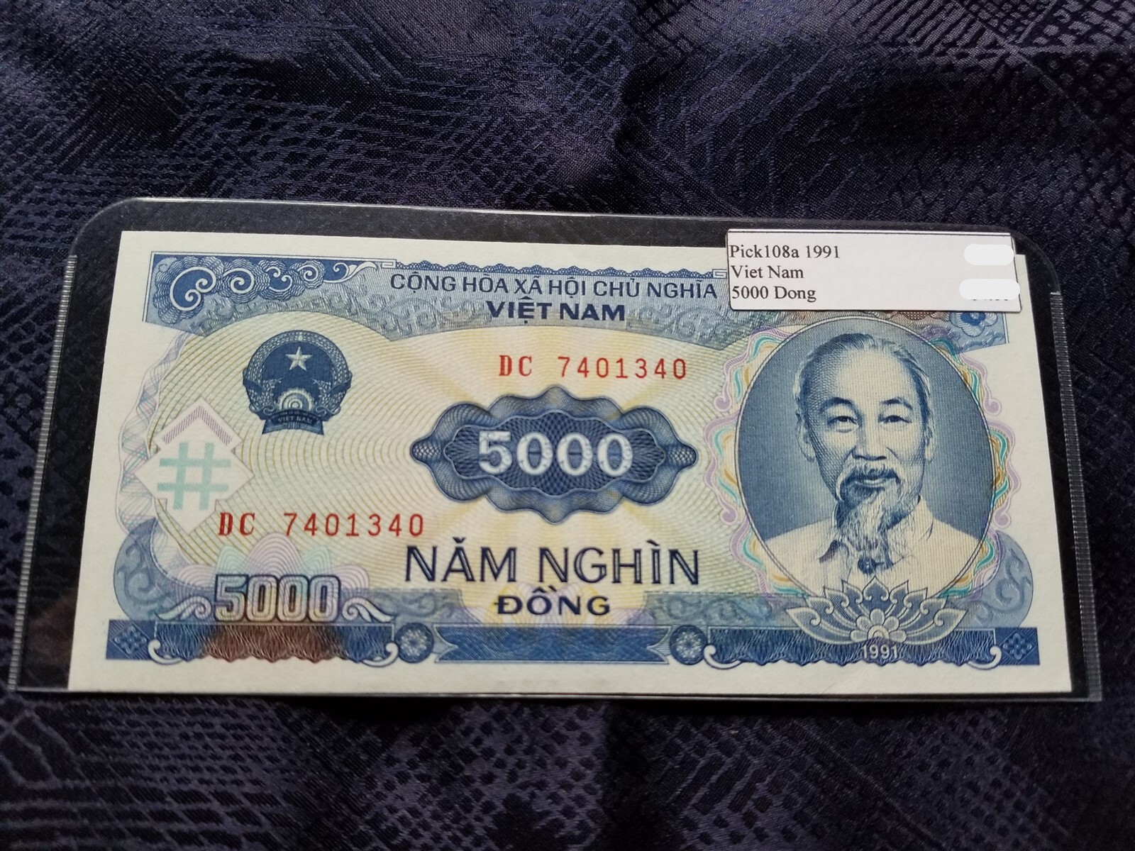 Vietnam 5000 Dong 1991 Pick #108a Almost Uncirculated – Serial #DC7401340