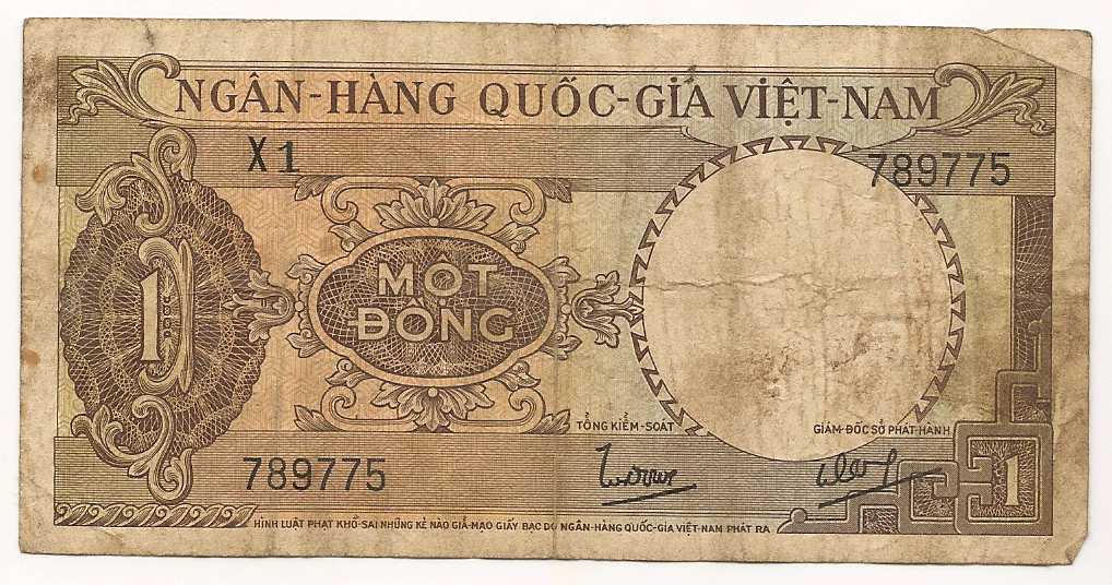1945-1960 Viet-Nam Bank Note…1 Mot Dong