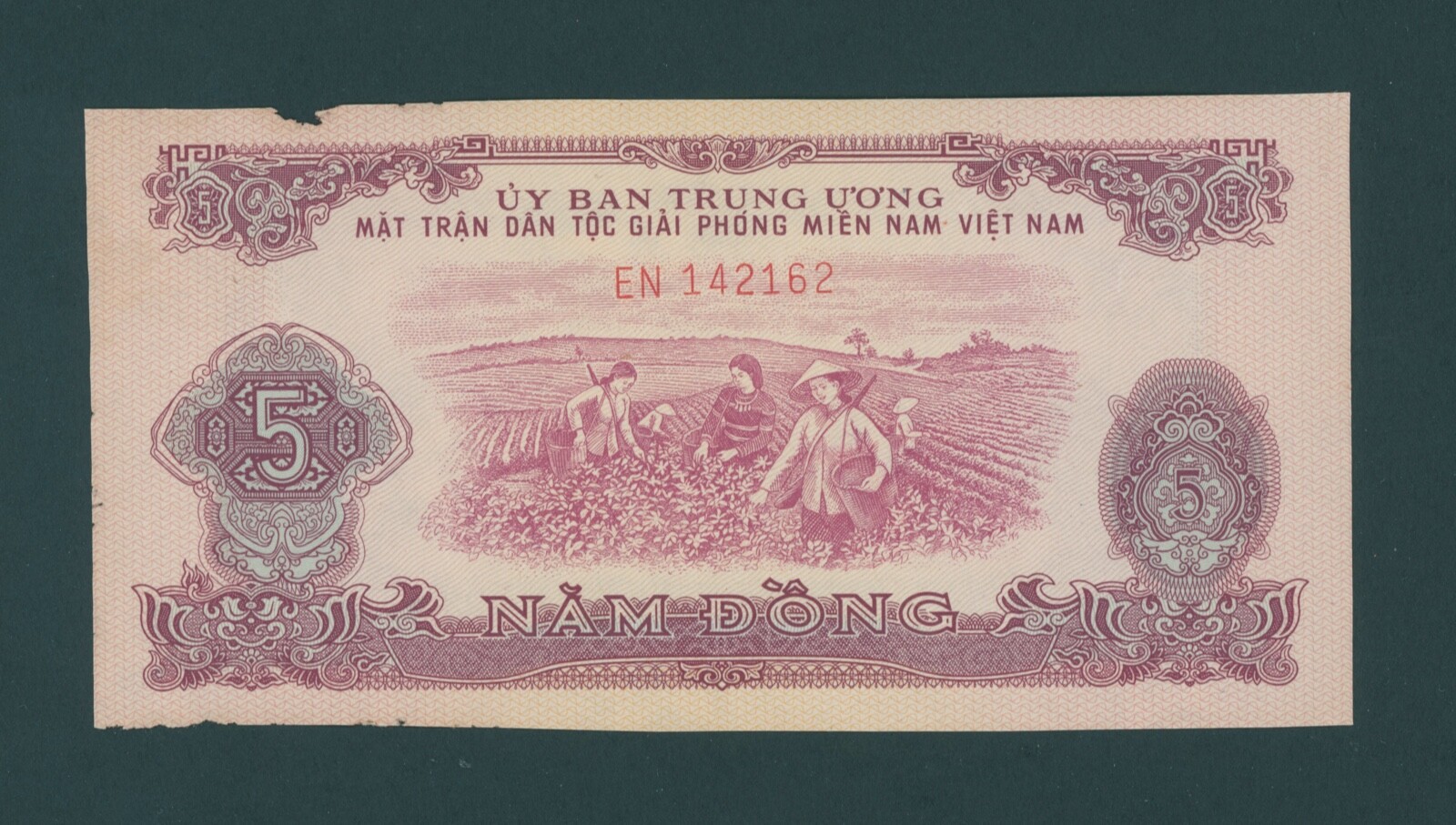 SOUTH VIET NAM 5 DONG ( 1968 ) PICK # R6 AU.