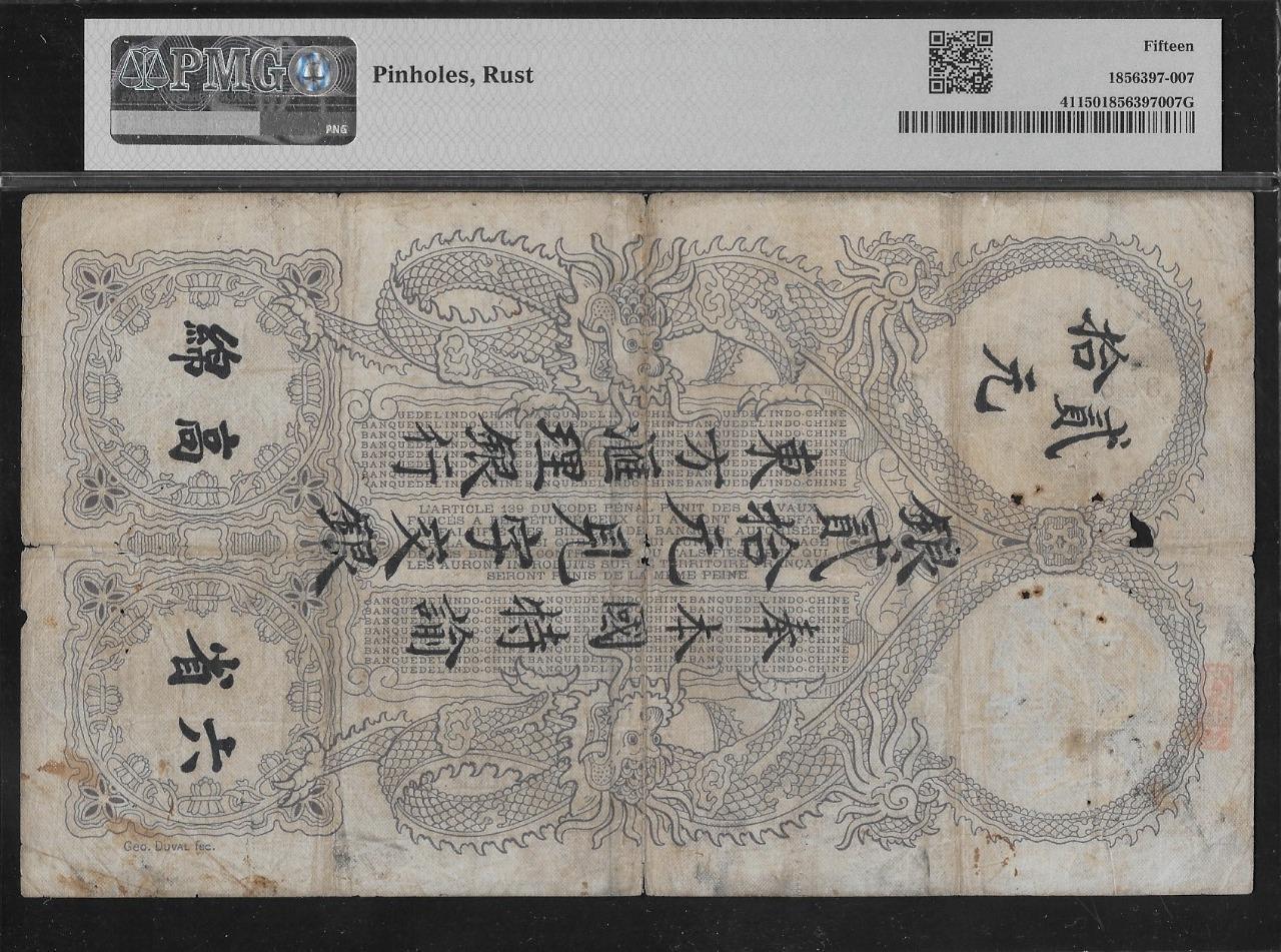 French Indochina P-41 20 Piastres Saigon 1920 PMG 15 Pinholes, Rust