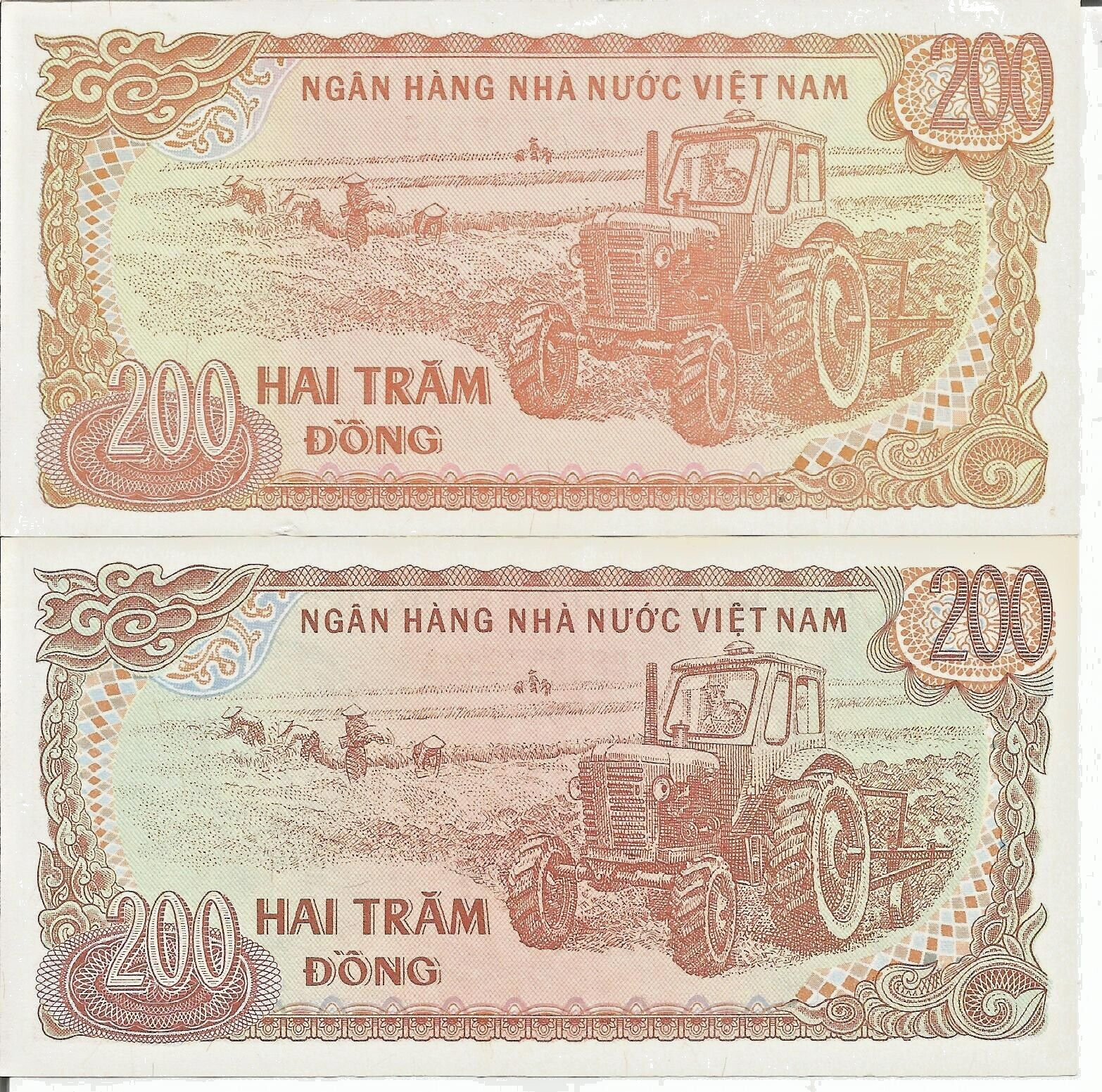 Viet Nam 200 Dong 1987 World Paper Money Currency (2) Uncirculated Banknote 2