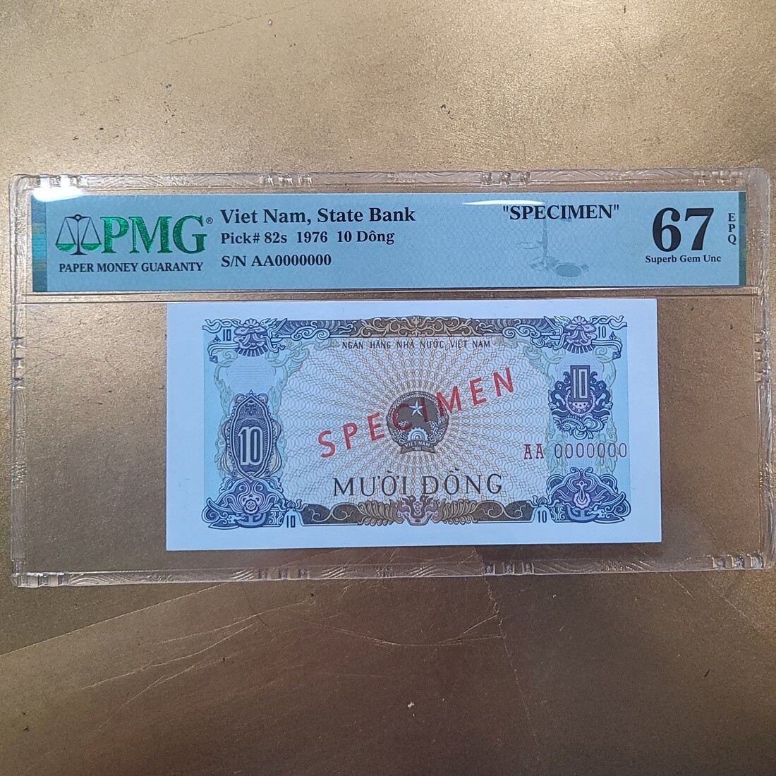 1976 Vietnam 10 Dong Specimen Banknote PMG 67