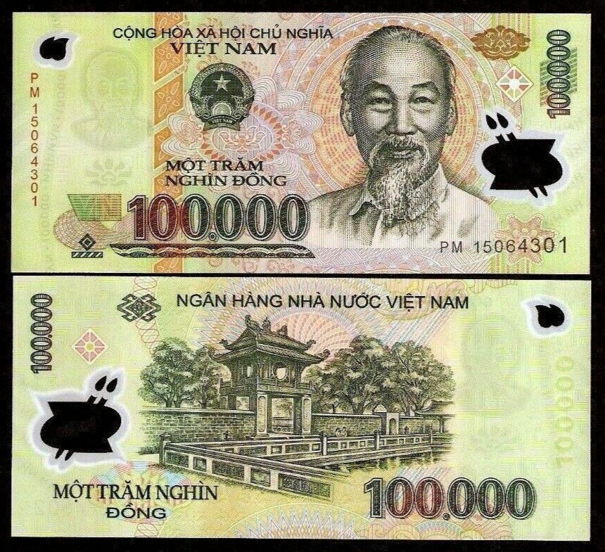 Vietnam 100000 DONG P-122 2006 x 1 Pcs Vietnamese Polymer UNC Currency BANK NOTE
