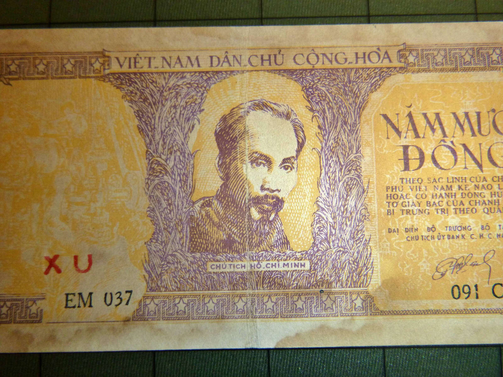 Rare Bank Note – North Vietnam – 1952 – Ho Chi Minh – 5 DONG – Viet Minh – C.350