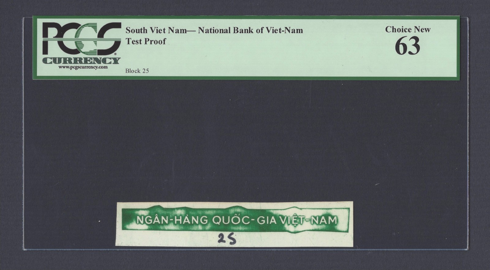 South Vietnam – National Bank of Viet-nam Test Proof Vignette Unciruclated