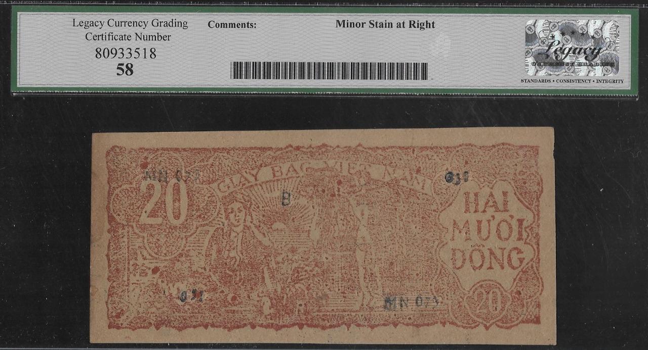 Vietnam P-25a 20 Dong 1948 w/ Imprint LCG 58