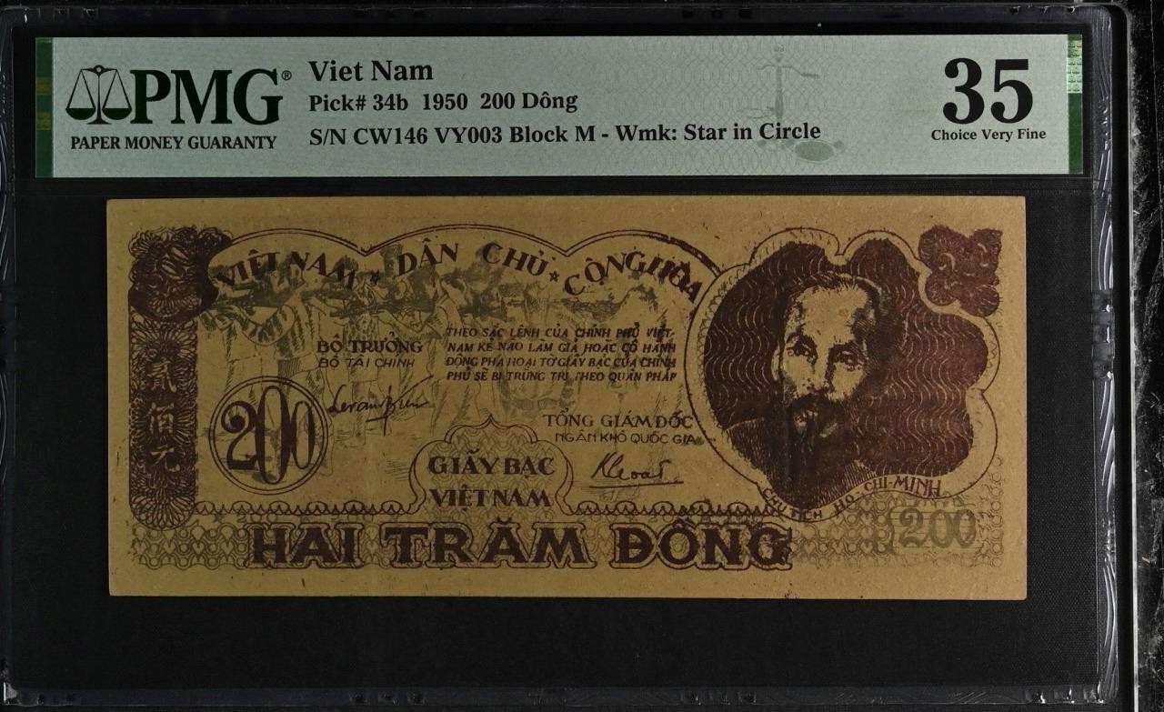 Vietnam P-34b 200 Dong 1950 Wmk Star in Circle PMG 35