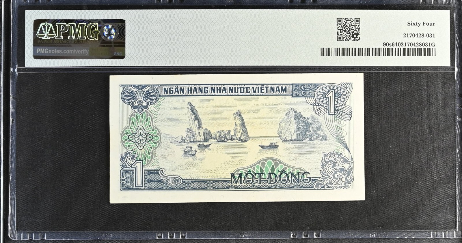Vietnam P-90s 1 Dong 1985 Block AI Specimen PMG 64