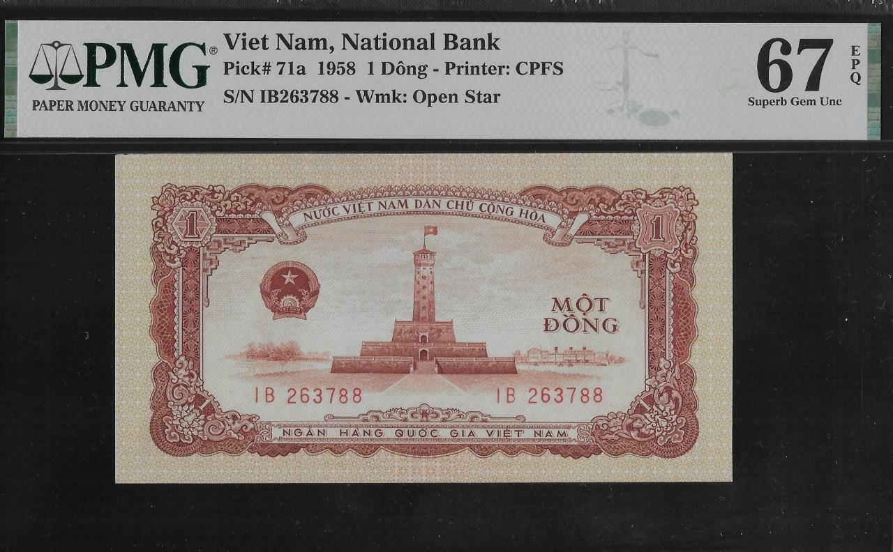 Vietnam P-71a 1 Dong 1958 PMG 67 EPQ