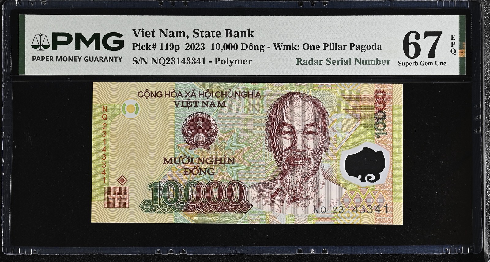 Vietnam 10000 Dong 2023 P 119 p RADAR 143-341 Superb Gem UNC PMG 67 EPQ