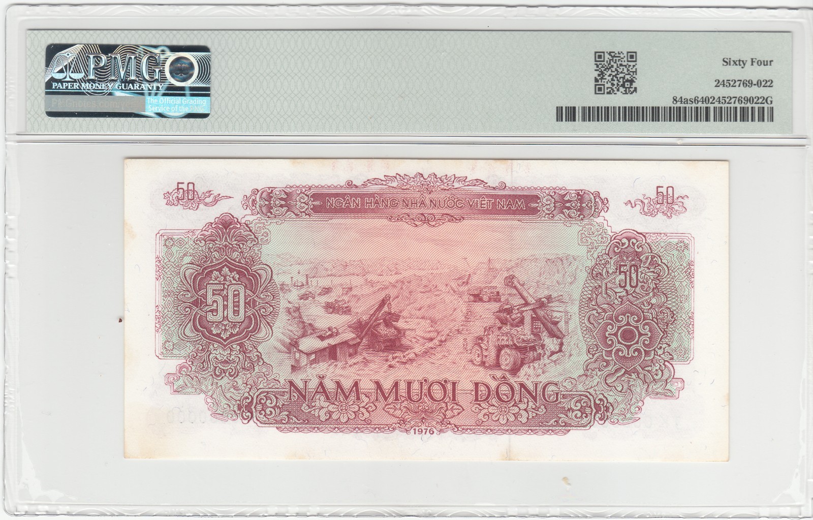 1976 Dem/Rep of Vietnam SPECIMEN, 50d Bank Notes, PMG Certified P#84as.