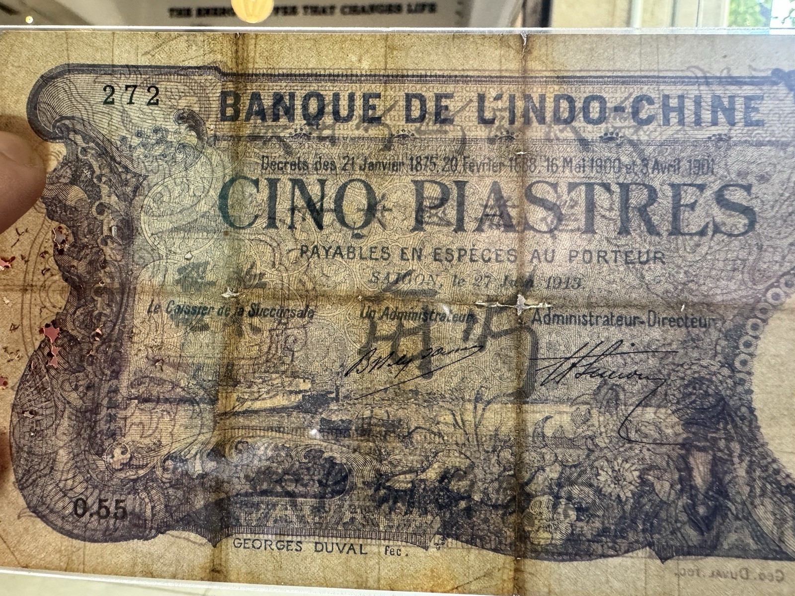 5 Piastres Indochine Banknotes 1913 Original Vintage Rare_LDP Shop.