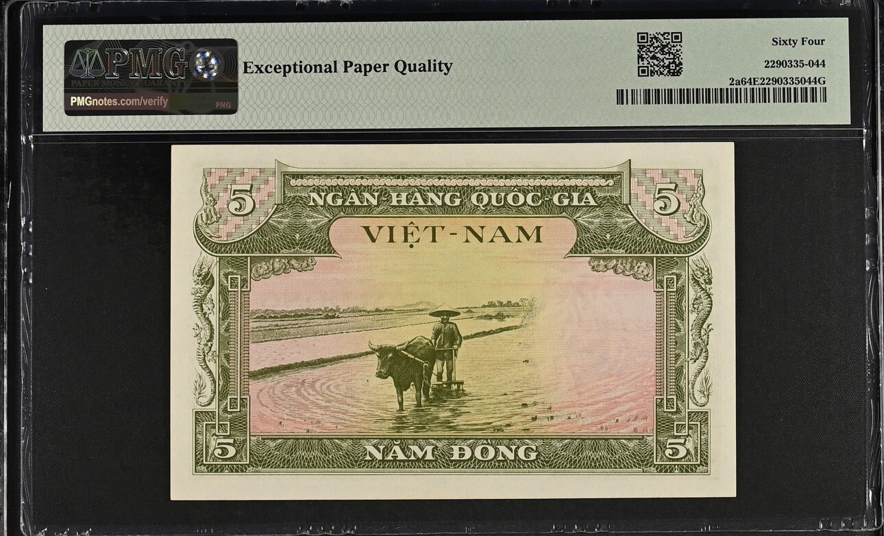 Vietnam South 5 Dong 1955 PICK# 2a PMG: 64 EPQ Choice UNC. #PL2476