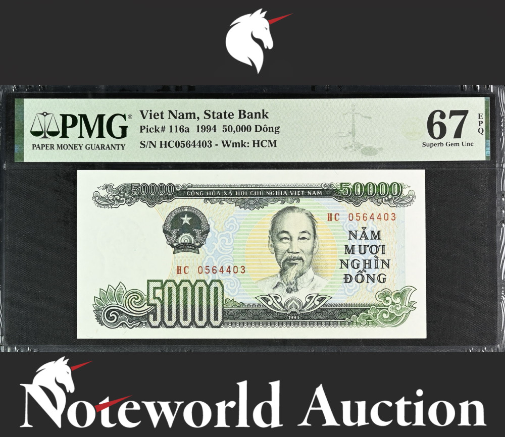 Viet Nam State Bank 50000 Dong 1994 P 116a UNC PMG 67 EPQ 2nd TOP POP