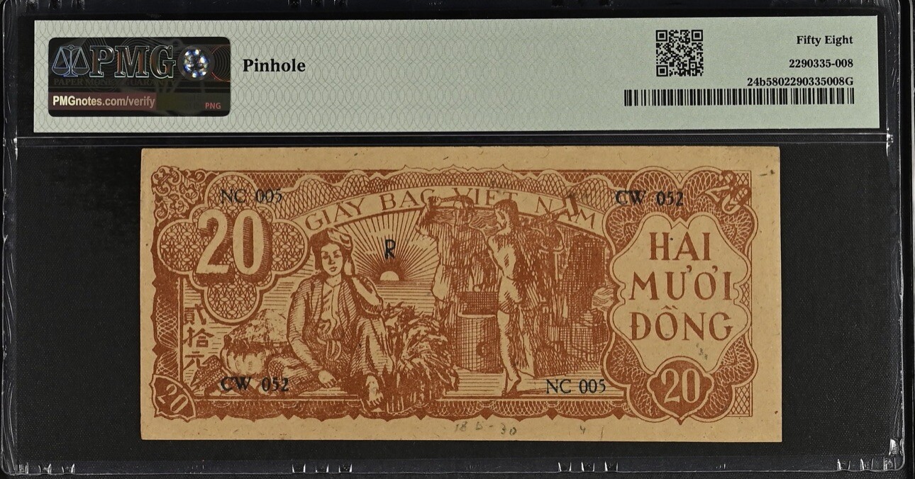 Vietnam 20 Dong 1948 Pick# 24b PMG: 58 About UNC. #PL 2533
