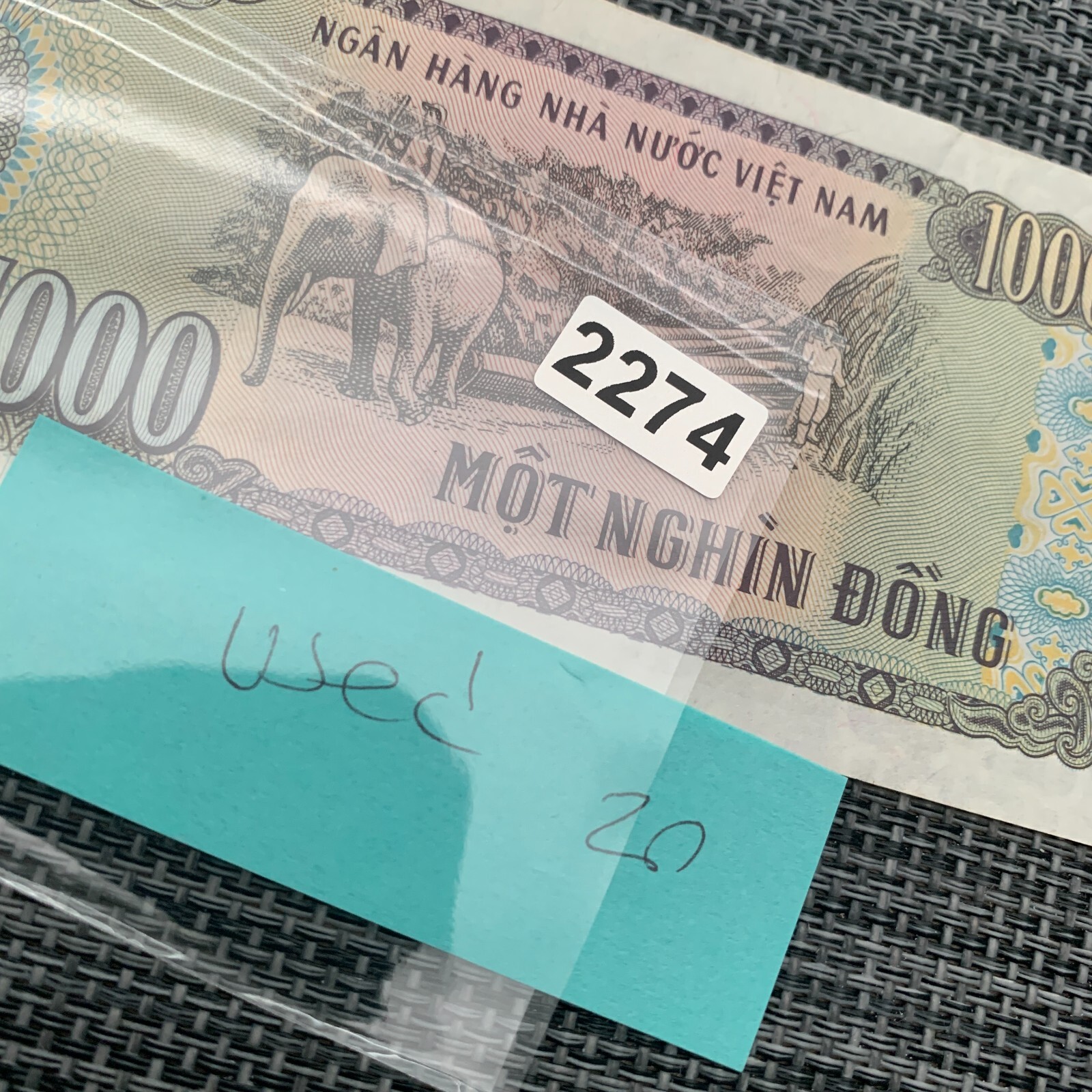 Vietnam 1000 Dong Banknote 1991 Vietnamese Currency Ho Chi Minh Elephants