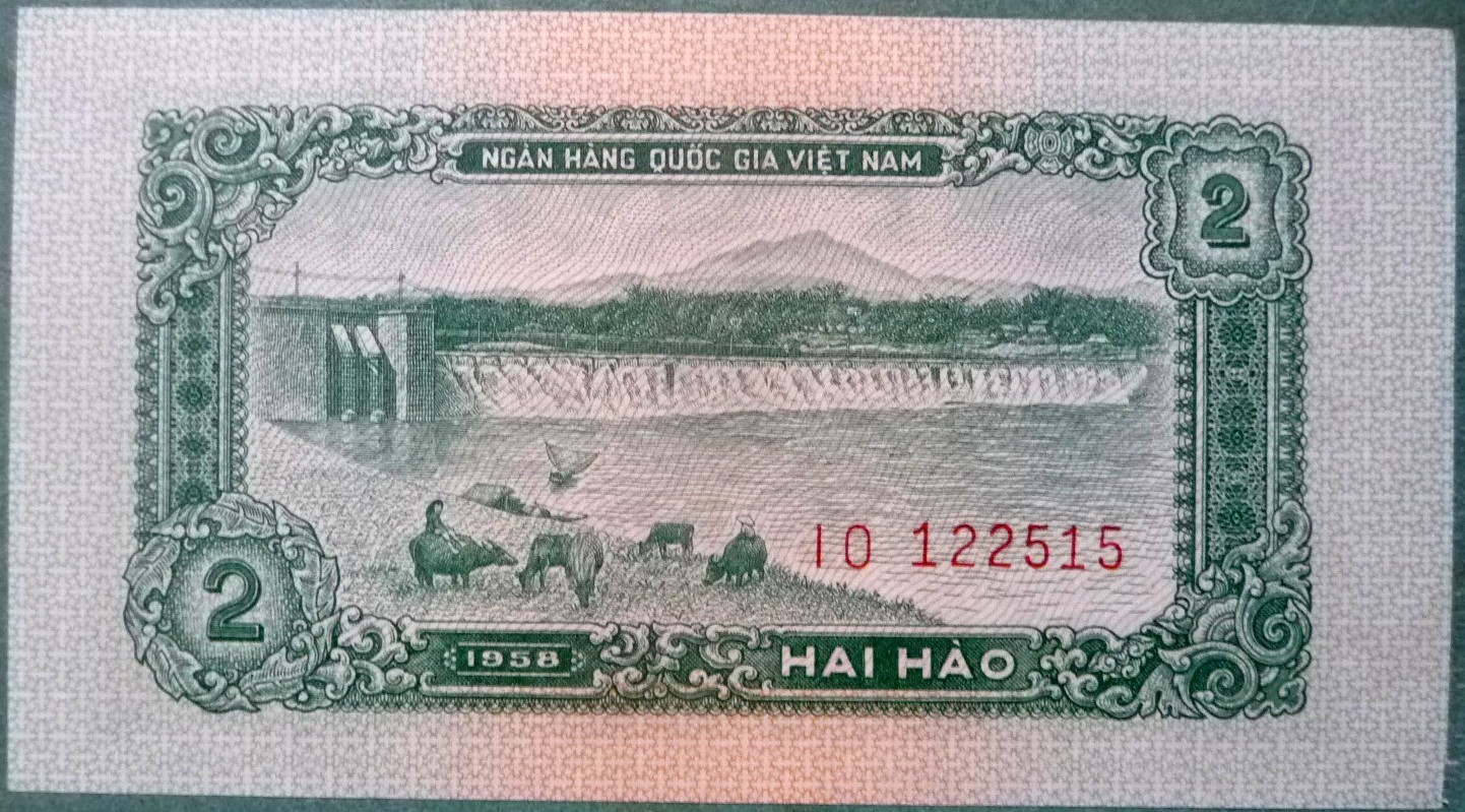 VIETNAM VIET NAM 2 HAO UNC NOTE FROM 1958, P69