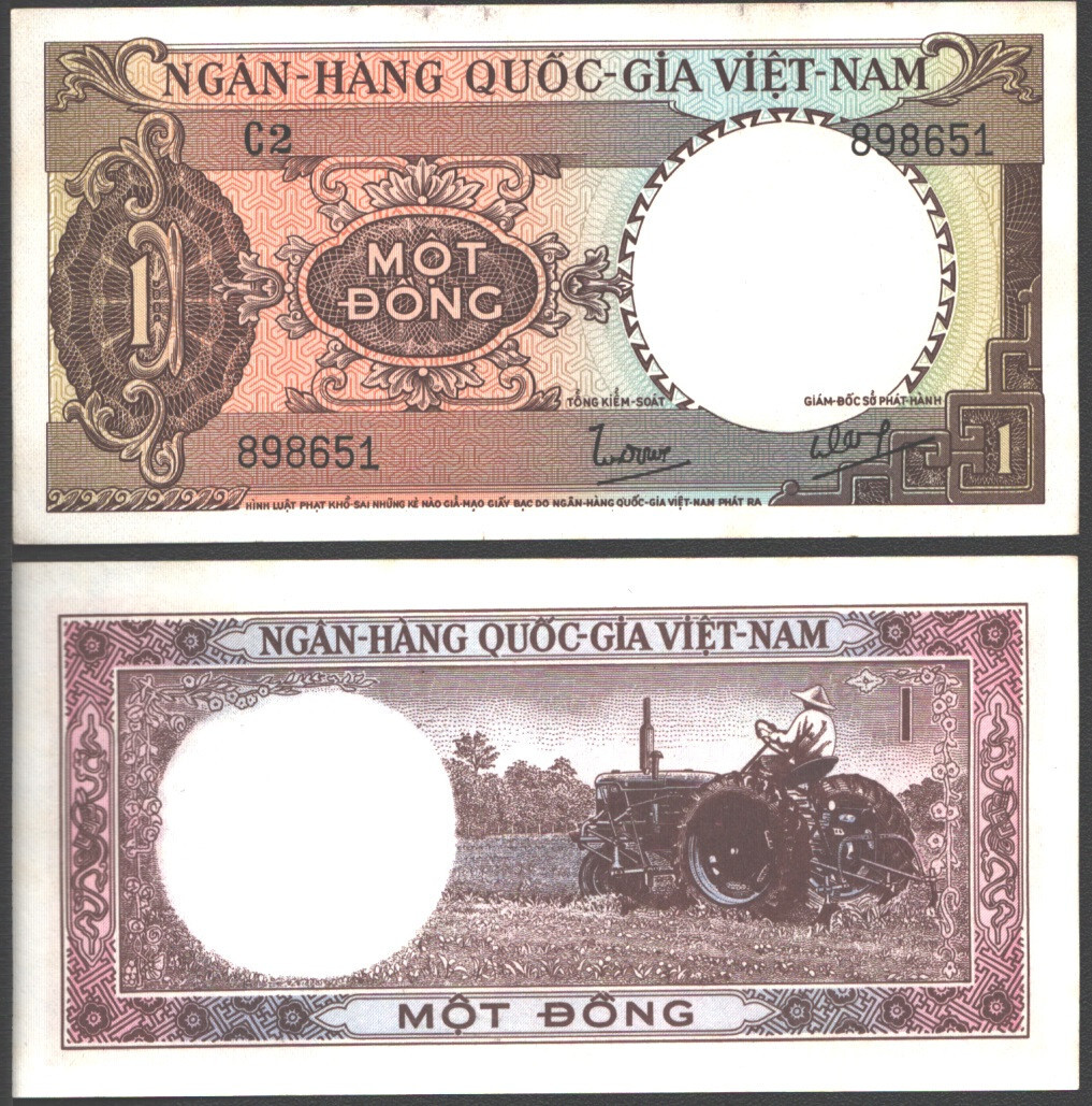 VIETNAM SOUTH 1 DONG 1964 UNC MIX PREFIX’S,FARMER ON TRACTOR ON BACK,RULING AUT