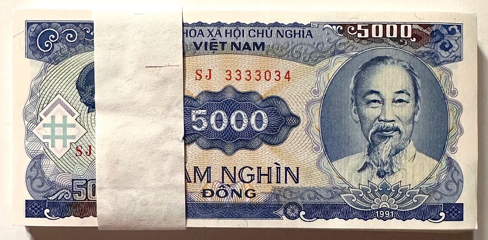5,000 Vietnam Dong VND Uncirculated UNC 1991 Cotton PaperBanknote Currency 1pc