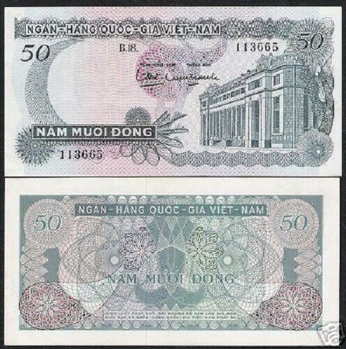VIETNAM South 50 DONG P-25 ND 1969 Central Bank Currency AUNC Vietnamese NOTE