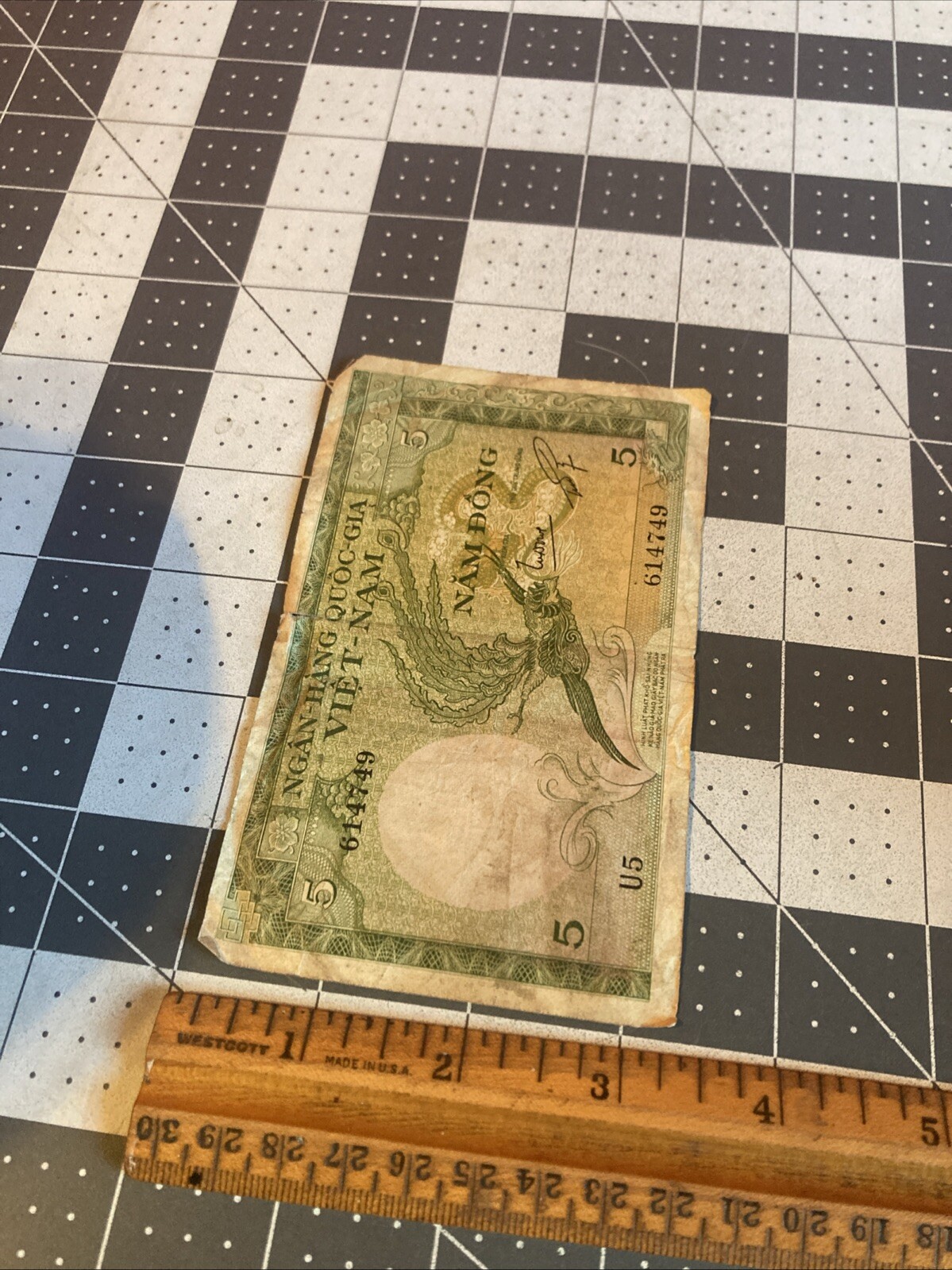 Vintage 1950’s Vietnam 5 Dong Banknote
