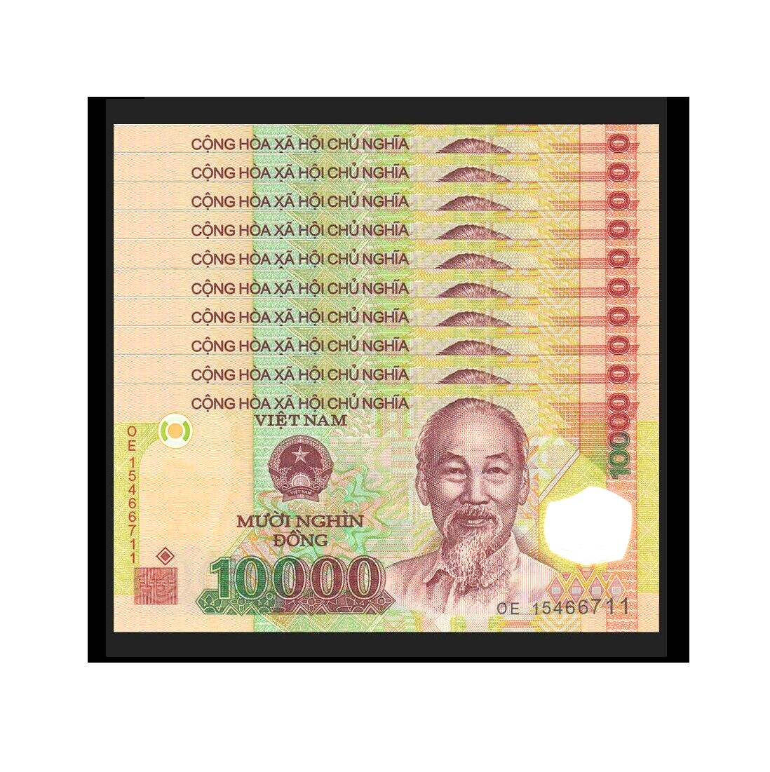 Vietnam Dong 10 X 10,000 Dong Notes Foreign Currency Lot of 10 Unc. Notes