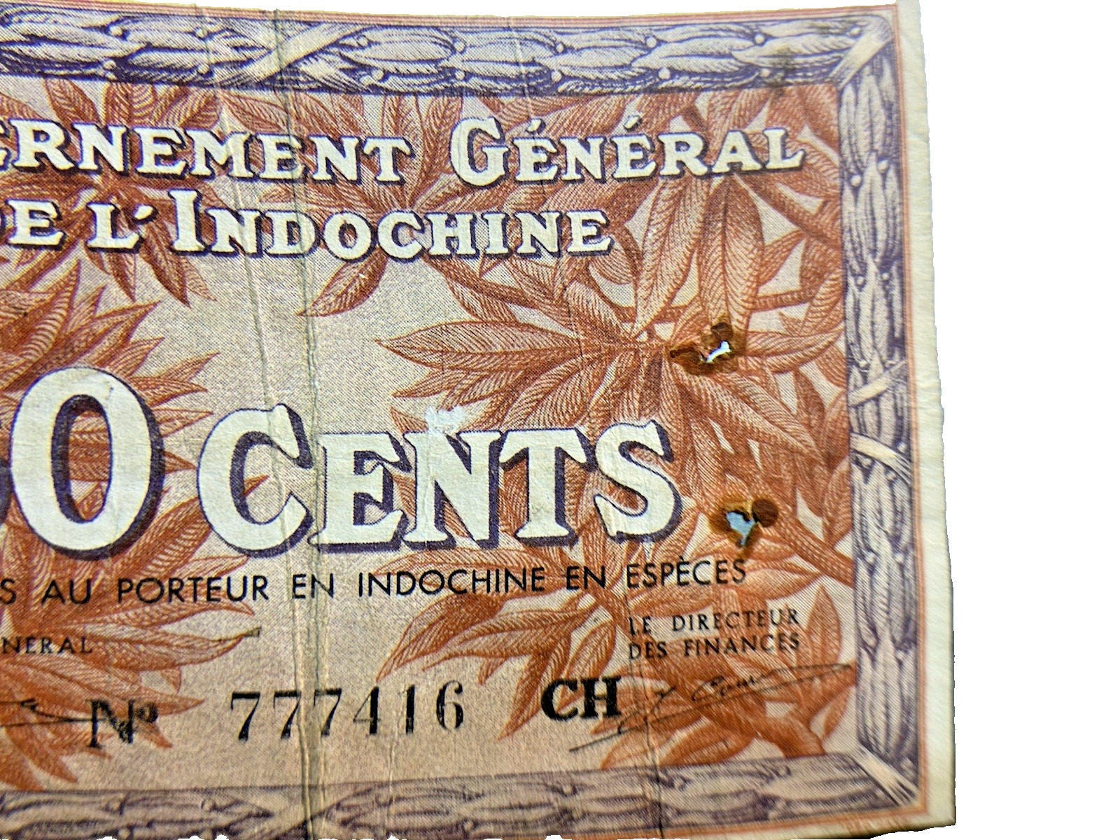 French Indochina 50 Cents Banknote (1939) Historic banknote