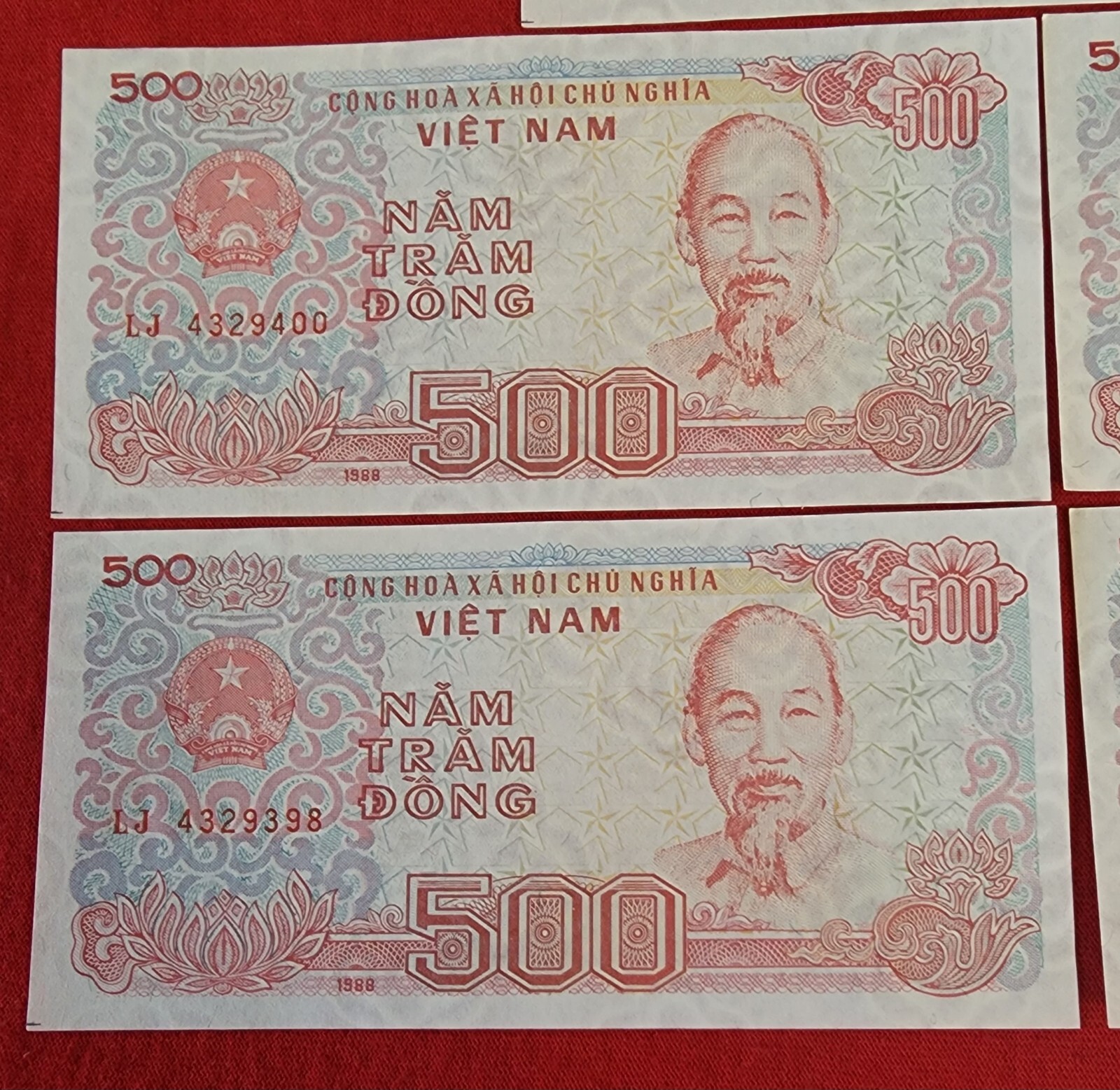 VIETNAM 500 DONG X 5 PCS ISSUED 1988 UNC Uncirculated Free SHIPPING