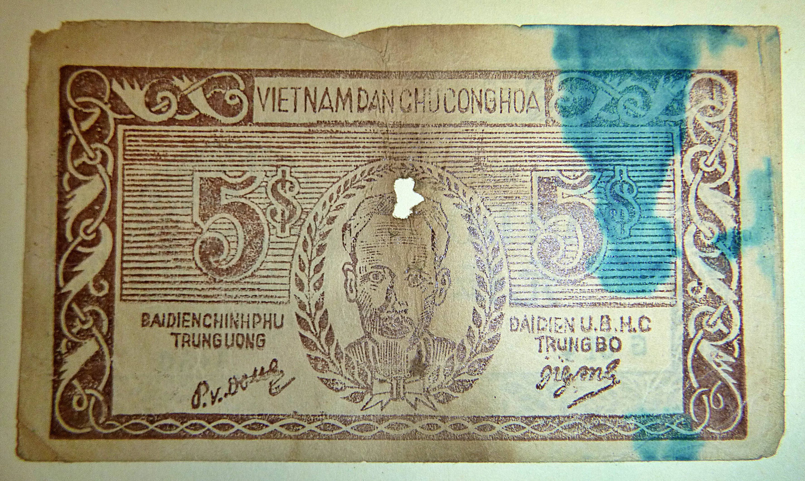 1948 Credit Note – Viet Minh – 5 DONG – Bank Note – Vietnam French War – C.364