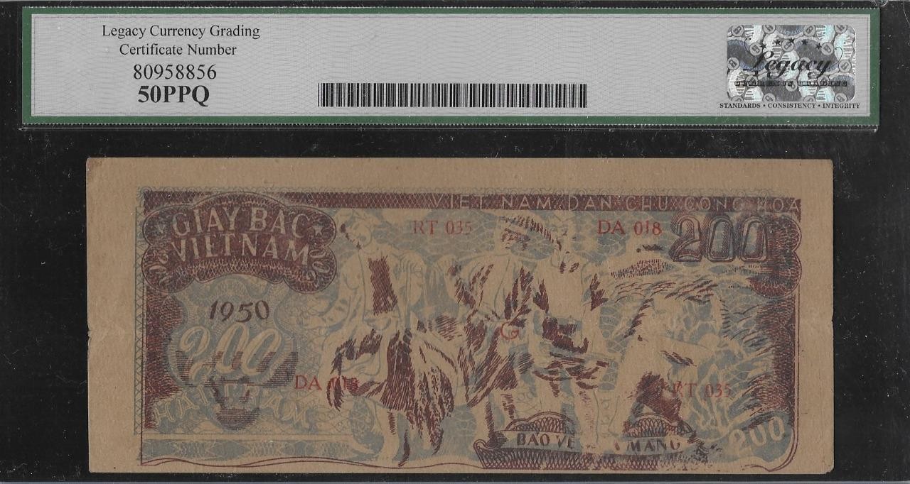 Vietnam P-34b 200 Dong 1950 Circle Star Watermark LCG 50 PPQ