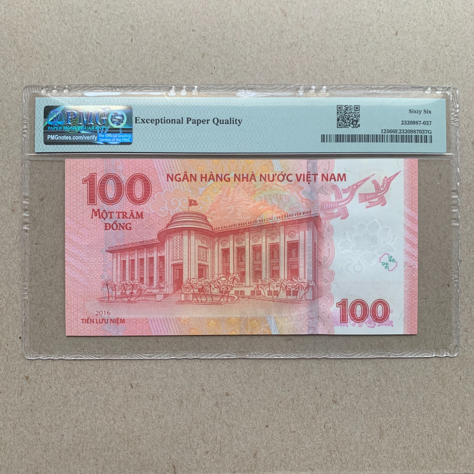 VIETNAM 100 Dong 2016 “Commemorative” Banknote P125 PMG 66 EPQ UNC Currency