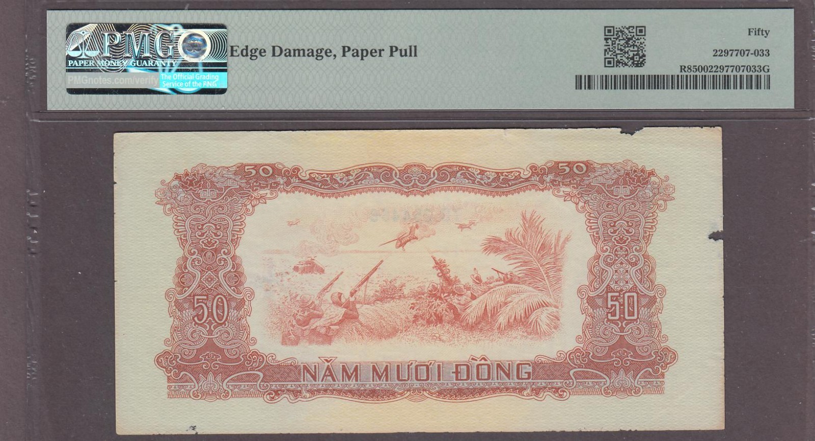 Vietnam South 50 Dong Banknote P-R8 1963 ND (1968) PMG 50