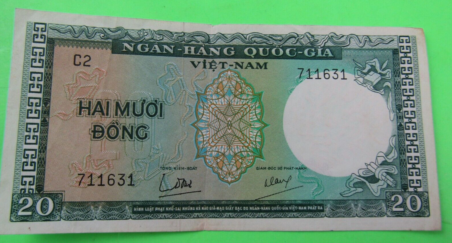 VIET NAM SOUTH, 20 DONG,P#16a, ND(1964)