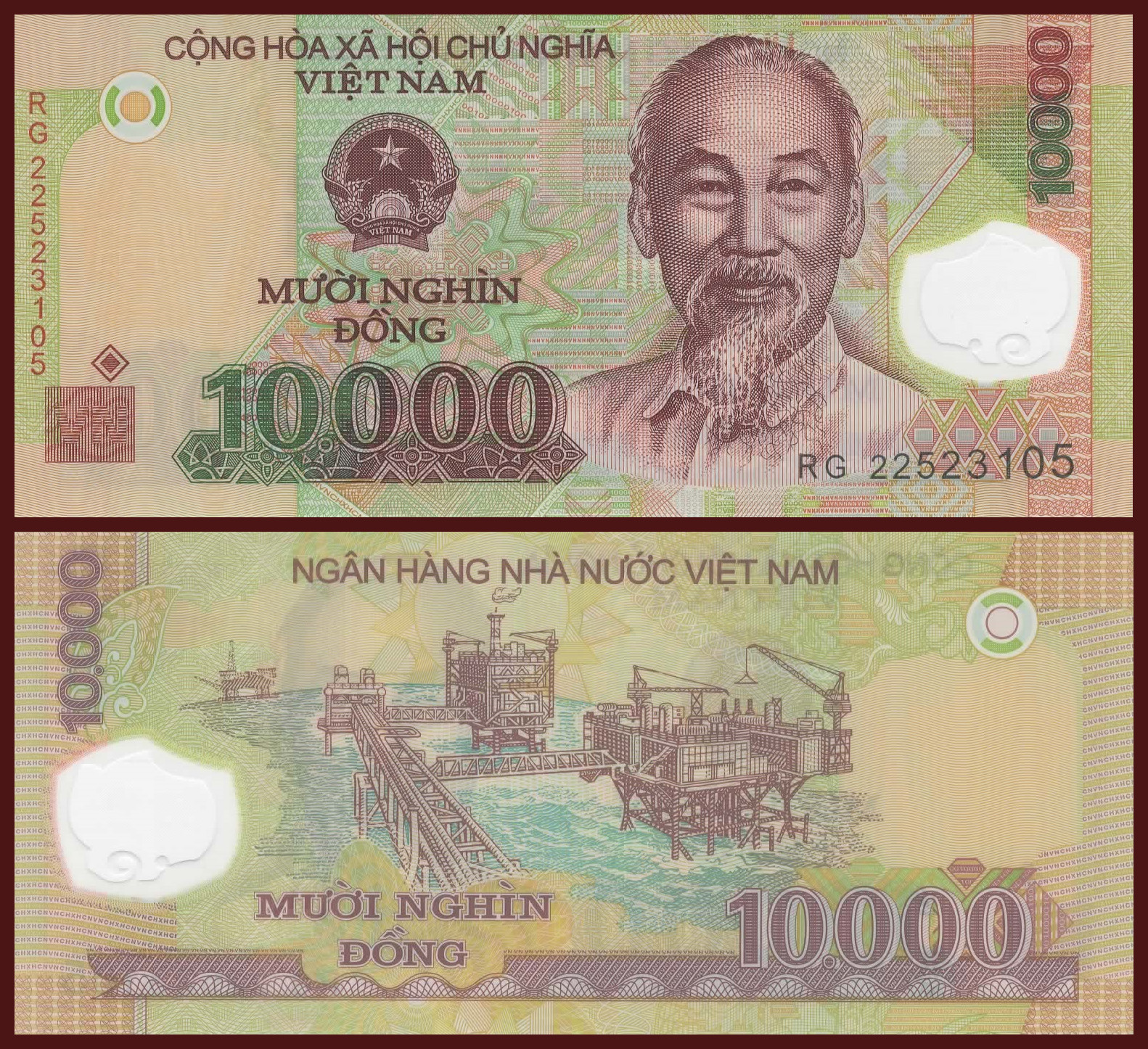 Vietnam 10,000 Dong P-119 UNC Polymer Banknote World Inflation Currency