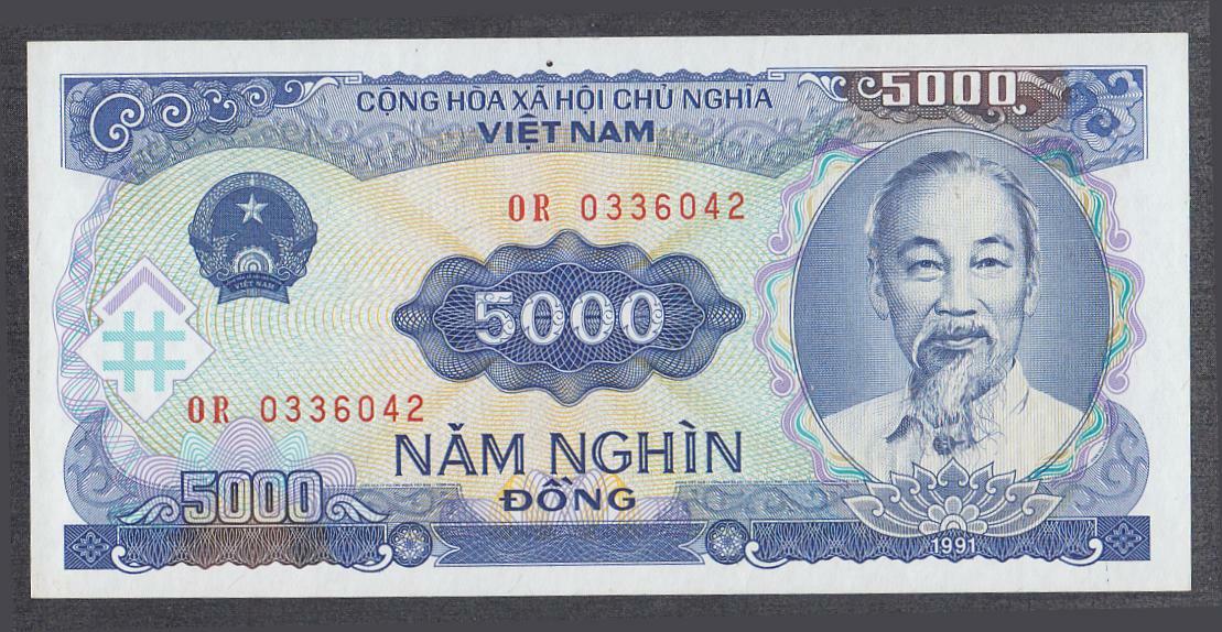 Vietnam 5000 Dong Banknote P-108 ND 1991 UNC