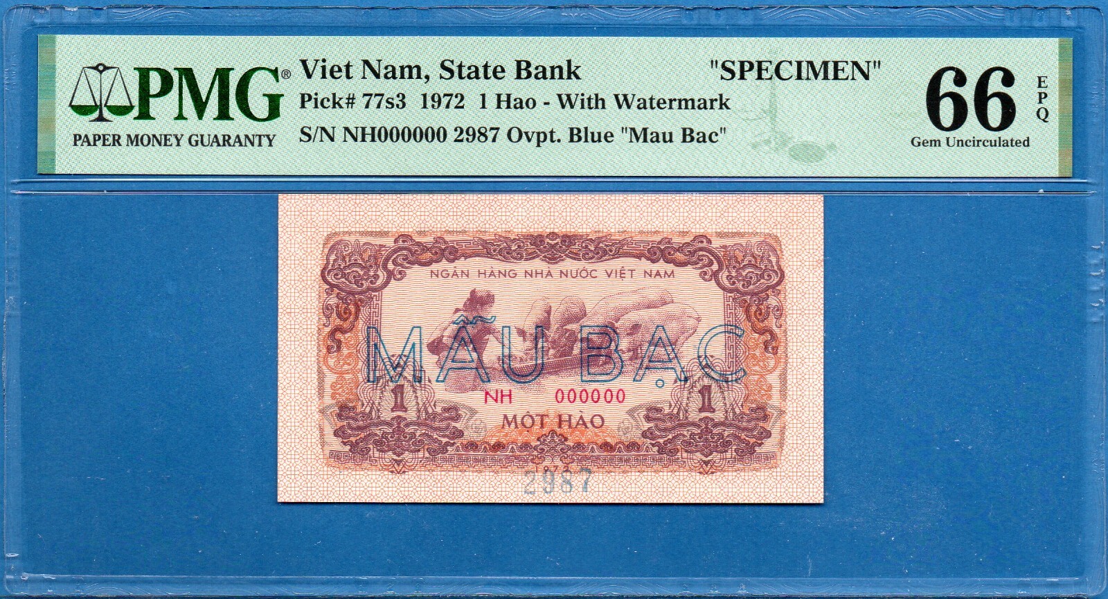 Viet Nam, 1 Hao, 1972, 000000 Specimen, Gem UNC-PMG66EPQ, P77s3