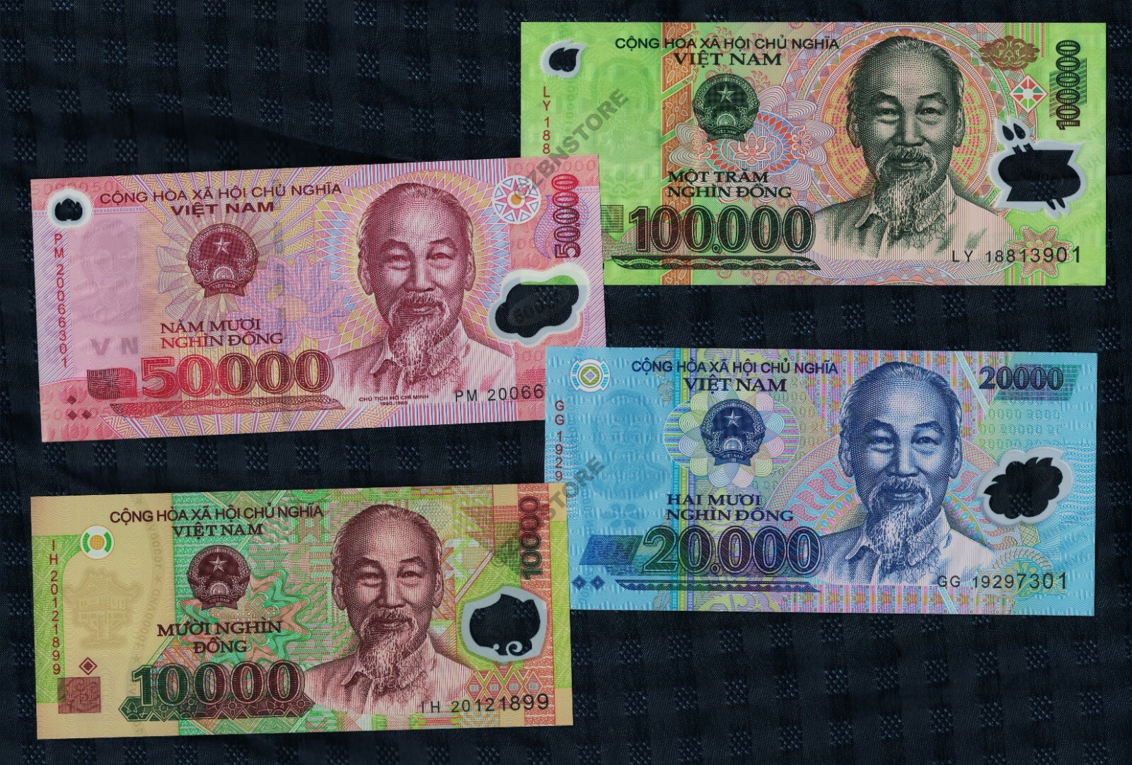 100,000 50,000 20,000 10,000 Vietnam Dong Polymer Banknotes Uncirculated + COA