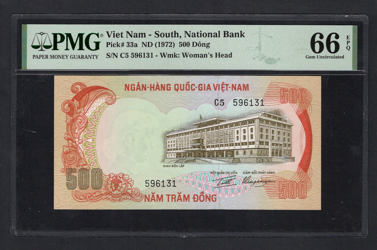 South Vietnam 500 Dong ND(1972) P33a Uncirculated Grade 66
